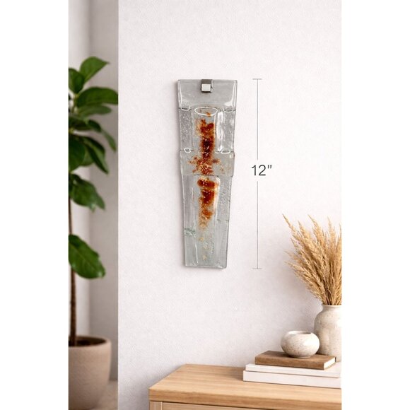 Juraj Sloboda Other - Juraj Sloboda Fused Glass Wall Art Brown Cross 12" x 3" Handmade 2024